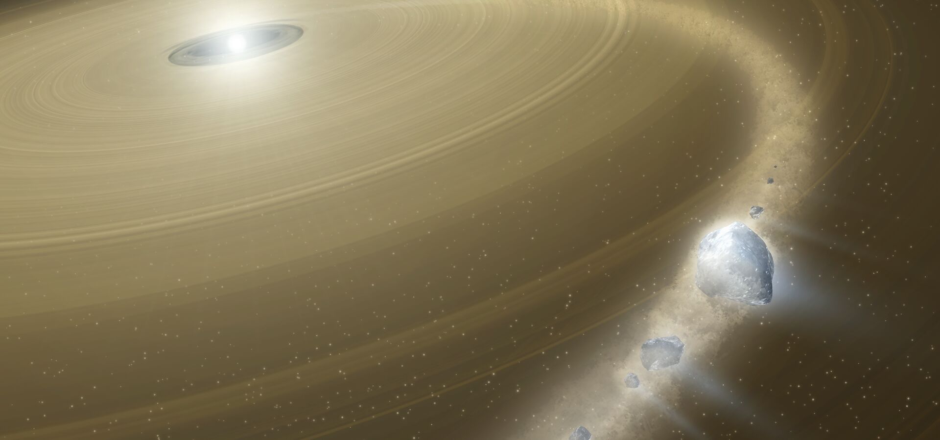 Artist’s impression of a white dwarf and debris disc