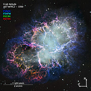 Crab Nebula (new image from 1999/2000 data, annotated)