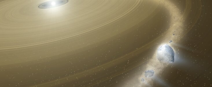 Artist’s impression of a white dwarf and debris disc