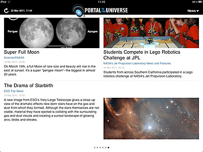 The portal to the Universe iPad app screenshot