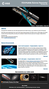 Screenshot of the January 2015 issue of ESA/Hubble Science Newsletter now available