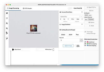 Screenshot of the NOIRLab/IPAC/ESA/STScI/CfA FITS Liberator version 4