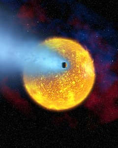 European astronomers observe first evaporating planet (artist's impression)