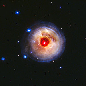 Hubble watches light echo from mysterious erupting star (May 2002 image)