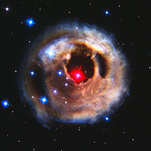 Hubble watches light echo from mysterious erupting star (September 2002 image)