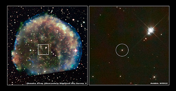 Hubble views suspected stellar survivor from 1572 A.D. supernova explosion