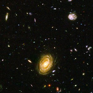 Spitzer and Hubble team up to find "Big Baby" galaxy in the newborn Universe [ACS blow-up]