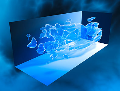 Three-dimensional distribution of dark matter in the Universe (artist's impression)