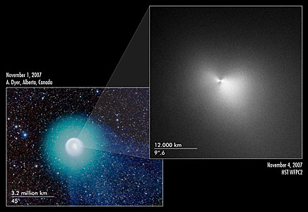 Hubble and wide-field ground based view of Comet 17P/Holmes
