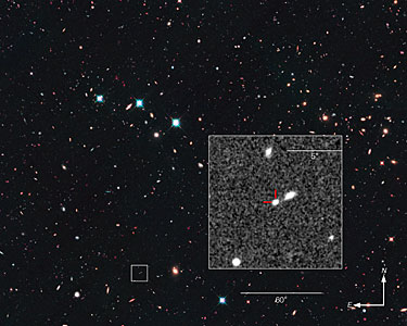 Record-breaking supernova in the CANDELS Ultra Deep Survey (compass and scale)