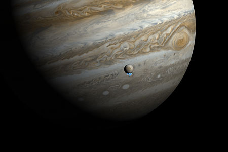Water vapour plumes on Jupiter's moon Europa (artist's impression)