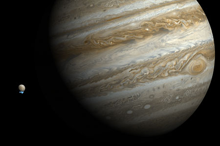 Water vapour plumes on Jupiter's moon Europa (artist's impression)