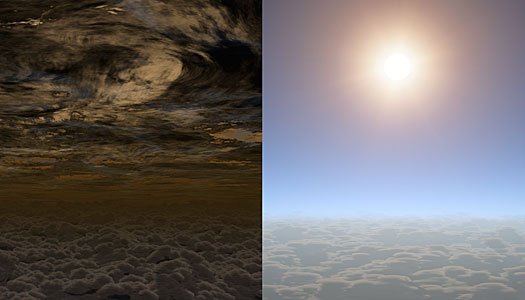 Artist illustration showing clear skies on planet HAT-P-11b