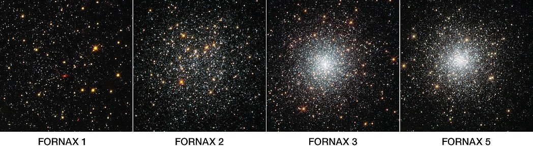 Four globular clusters in Fornax — annotated