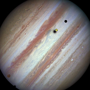 Three moons and their shadows parade across Jupiter — beginning of event