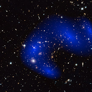 Galaxy cluster MACS J0717.5+3745 with dark matter map