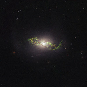 Hubble view of green filament in galaxy NGC 5972