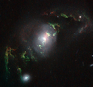 Hubble view of green filament in galaxy UGC 7342
