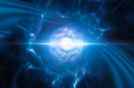 Artist’s impression of two neutron stars merging