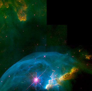 An expanding bubble in space