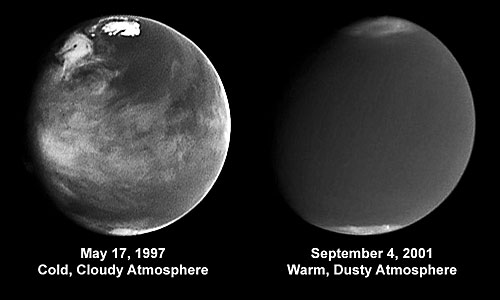 Comparison of atmospheric activity (blue 410 nm) from 1997 and 2001
