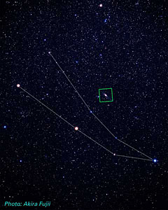 Location of M31 in Andromeda (ground-based image)