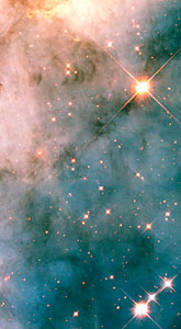 Hubble photographs turbulent neighborhood near eruptive star