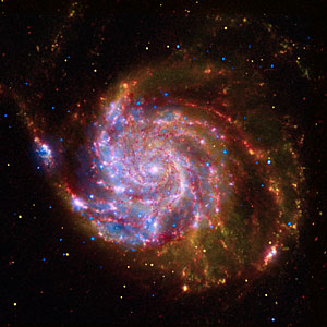 Spitzer-Hubble-Chandra Composite of M101
