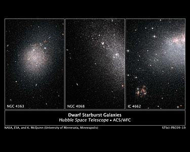 Hubble spies a frenzy of star birth in dwarf galaxies (montage)