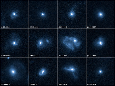 Outflows from twelve merging galaxies