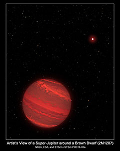 Artist's View of a Super-Jupiter around a Brown Dwarf (2M1207)