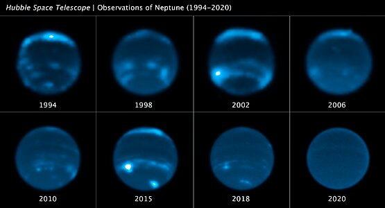 Neptune cloud cover over three decades
