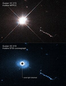 Hubble view of heart of quasar 3C 273