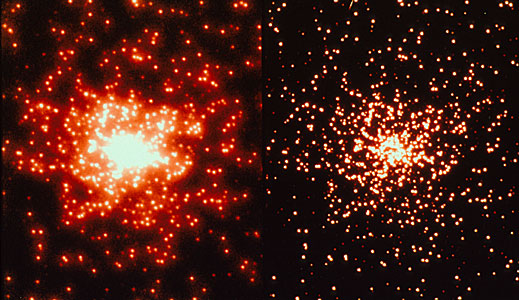 Comparison of a WFPC2 thermal vacuum globular cluster-mask image to WFPC1