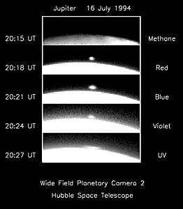 Hubble sees comet fireball on limb of Jupiter