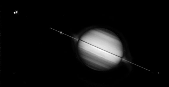 Saturn's rings edge-on