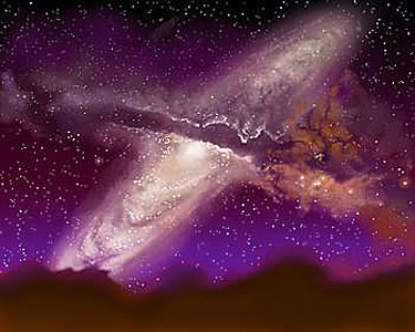 Milky Way/Andromeda collision (artist's impression)