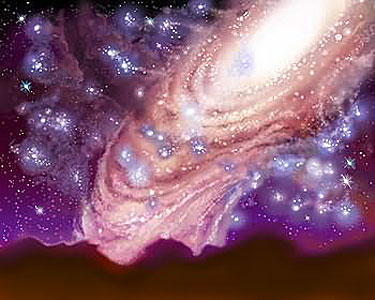 Milky Way/Andromeda collision (artist's impression)