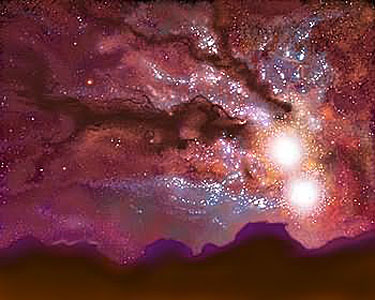 Milky Way/Andromeda collision (artist's impression)
