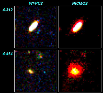 Blue galaxies on WFPC2 field not detected with NICMOS