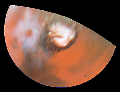 Hubble Views Collossal Polar Cyclone on Mars