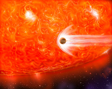 Bloated Stars Swallow Giant Planets (artist's impression)