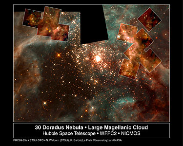 A grand view of the birth of 'hefty' stars - 30 Doradus Nebula montage