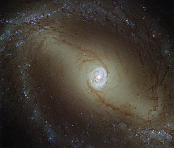 A galaxy with a glowing heart