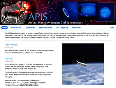 Screenshot of the APIS website