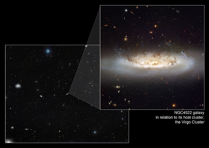 Composite image showing NGC 4522 within its home cluster