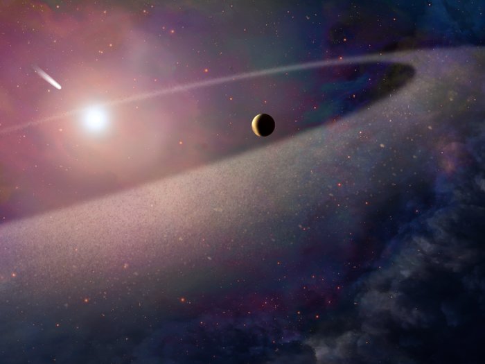 Comet falling into white dwarf (artist's impression)