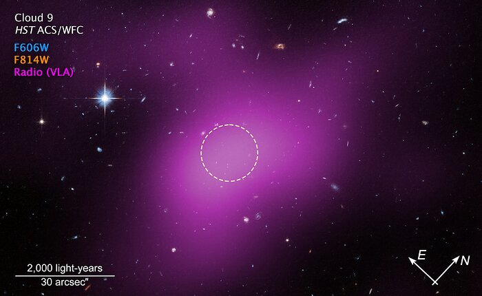 This image shows the location of Cloud-9, which is 2,000 light-years from Earth.