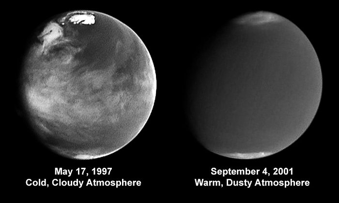 Comparison of atmospheric activity (blue 410 nm) from 1997 and 2001