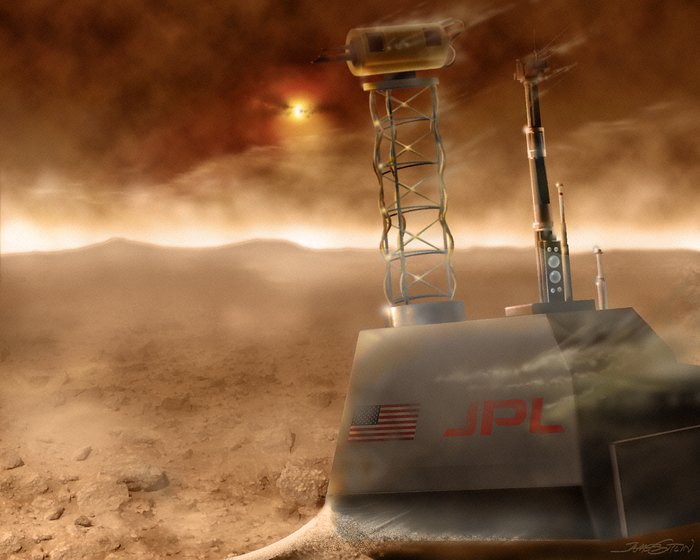 View of Martian surface before dust storm (artist's impression)